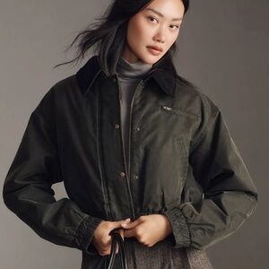 Anthropologie Pilcro Waxed Cropped Barn Bomber Jacket size XS